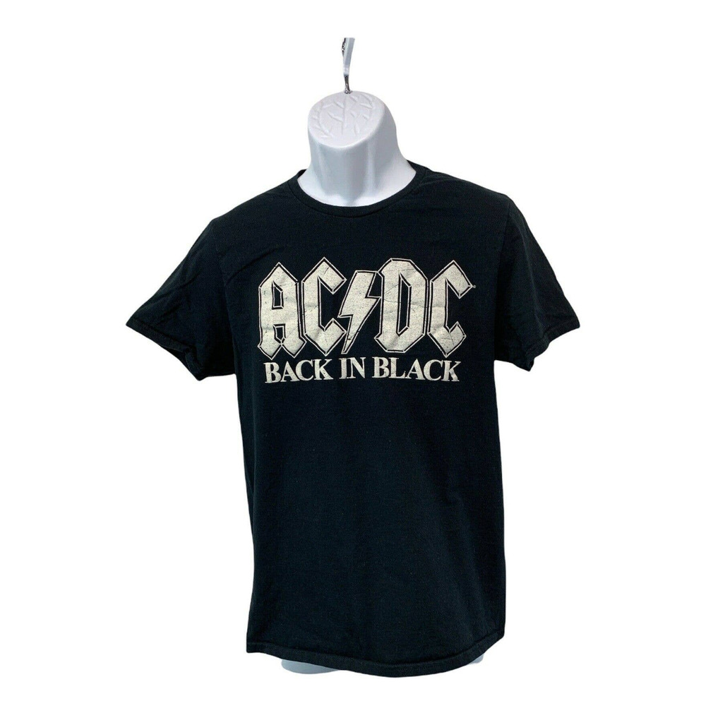 AC/DC Mens T-Shirt Medium Back In Black AC DC Hard Rock Band Tee Short Sleeve